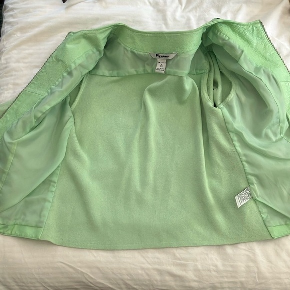 Nygard Collection Petites mint green Leather Jacket with Silver toned Studs - Picture 16 of 16